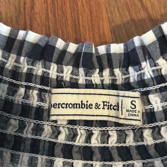 Abercrombie & Fitch vintage dark navy white gingham tunic top. Mini dress s - Picture 2 of 4